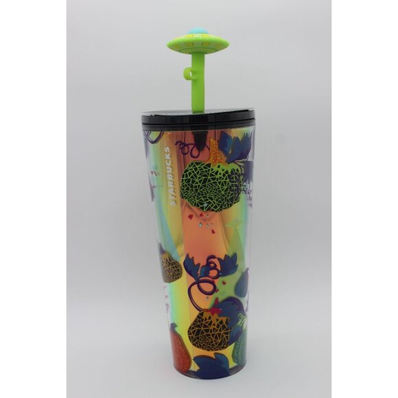 Starbucks 2024 Fall Halloween pumpkins UFO topper glow in the dark venti tumbler - Picture 3 of 11